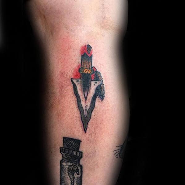 Small Traditional Arrow Tattoo Design For Guys On Arm