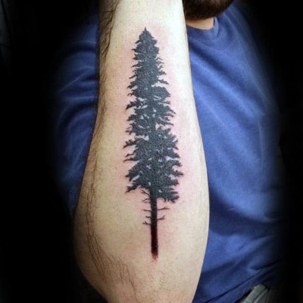 Small Tree Mens Outer Forearm Tattoo