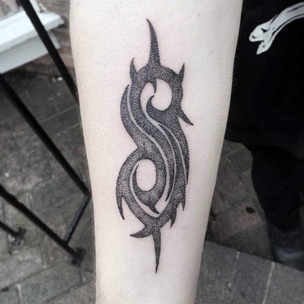 Small Tribal Inner Forearm Male Cool Slipknot Tattoo Ideas