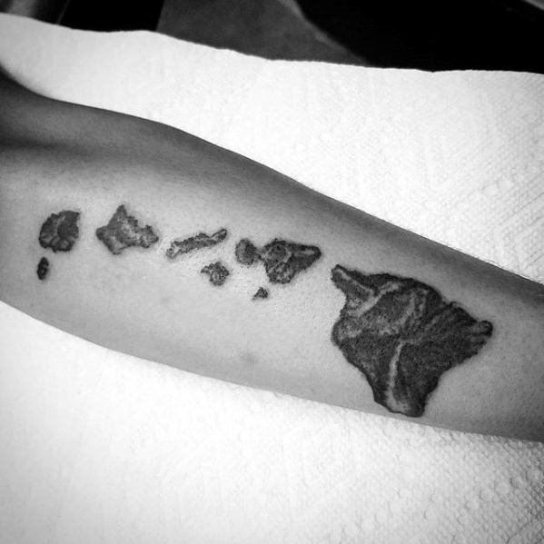 Small Unique Islands 3d Mens Forearm Tattoos