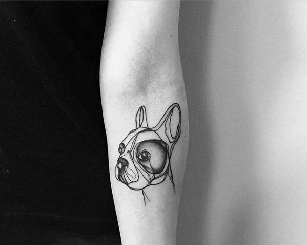 Small Unique Mens Inner Forearm Tattoo With Bulldog Design