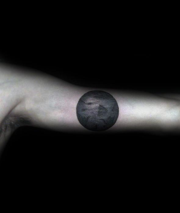 Small Unique Moon Guys Inner Arm Bicep Tattoo Designs