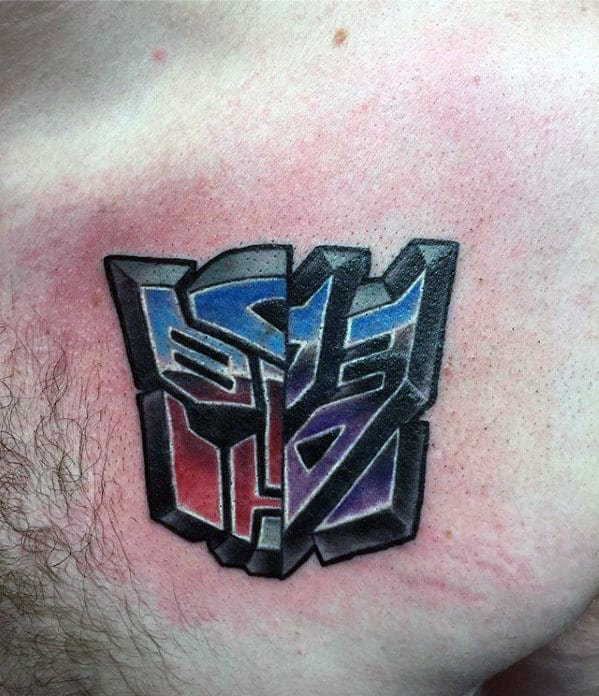 Small Upper Chest Mens Transformers Tattoos