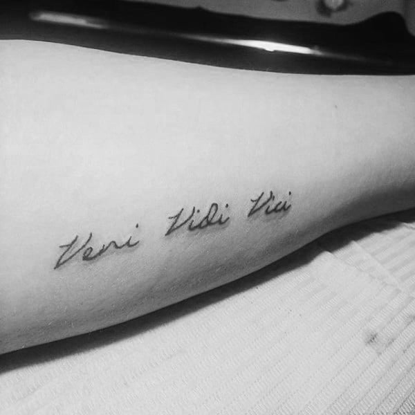 Small Veni Vidi Vici Male Forearm Tattoo Designs