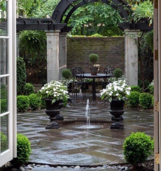 Small Water Fountain Backyard Ideas Flagstone Patio