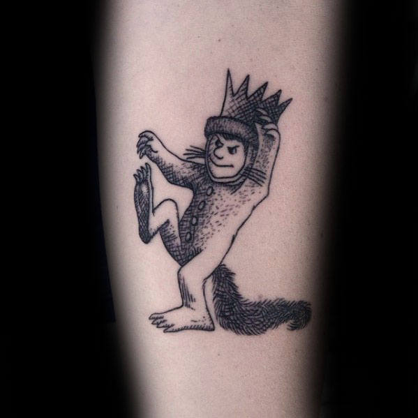Small Where The Wild Things Are Character Mens Forearm Tattoo