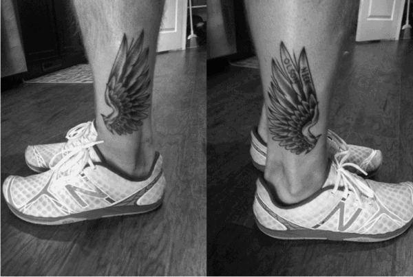 Small Wings Male Hermes Ankle Tattoos