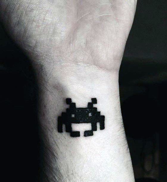 Small Wrist Video Game Cool Pixel Tattoo Design Ideas For Male