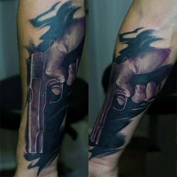 Smokin Guns Tattoo For Men