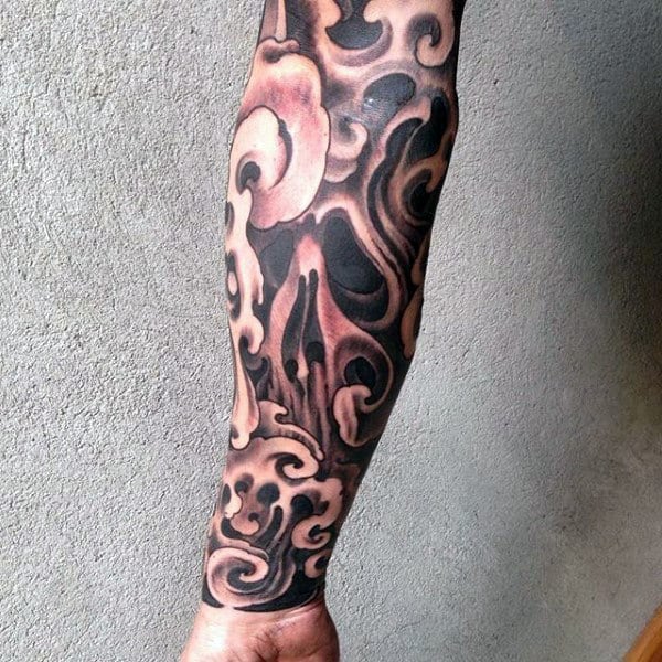 Smoking Guys Half Sleeve Skull Tattoos