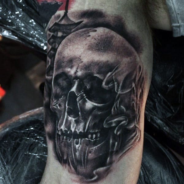 Smoking Skull Tattoo For Men