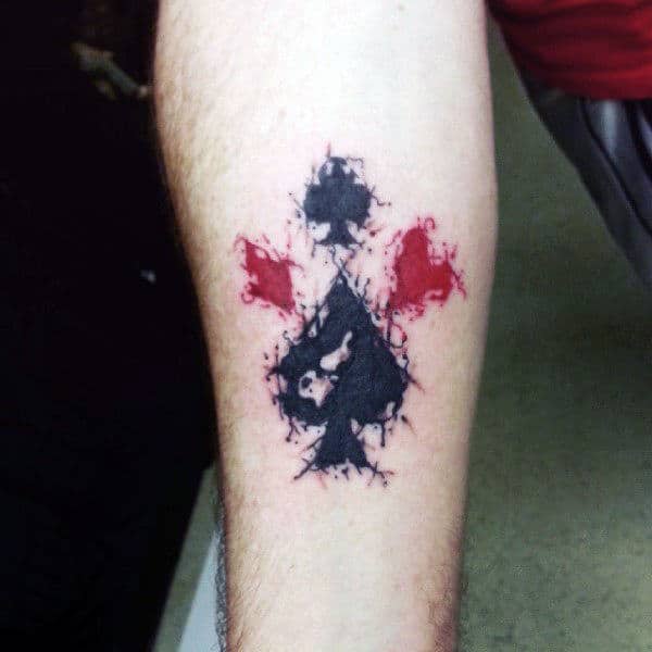 Smudgy Card Suits Symbols Tattoo Male Forearms