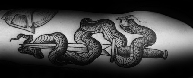 Snake Dagger Tattoo Ideas For Men
