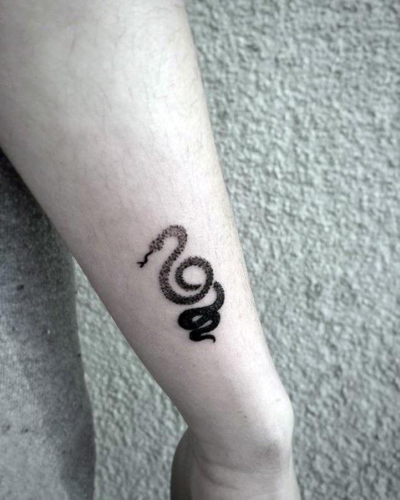 Snake Dotwork Small Creative Mens Outer Forearm Tattoos