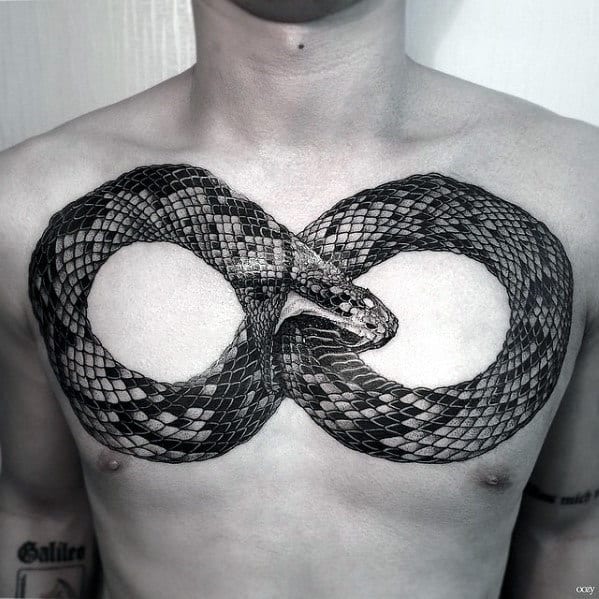 Snake Eating Tail Cool Chest Tattoos For Males