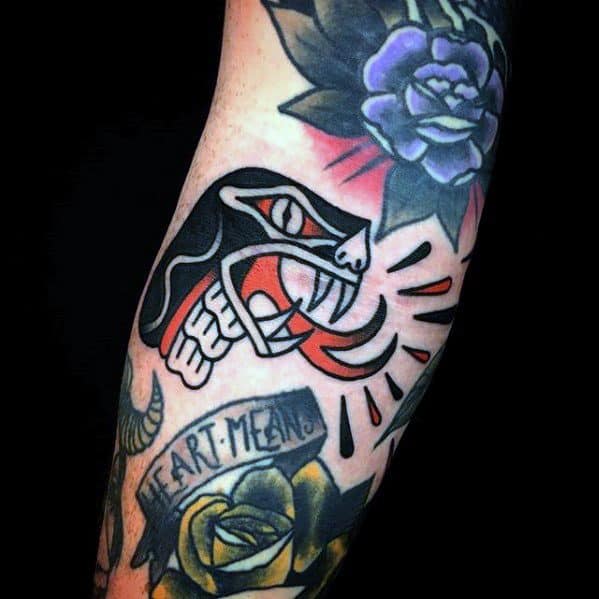 Snake Head Ditch Tattoo Ideas On Guys