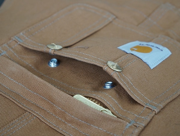 Snap Button Upper Chest Compartments Mens Carhartt Quilt Lined Zip To Thigh Bib Overalls