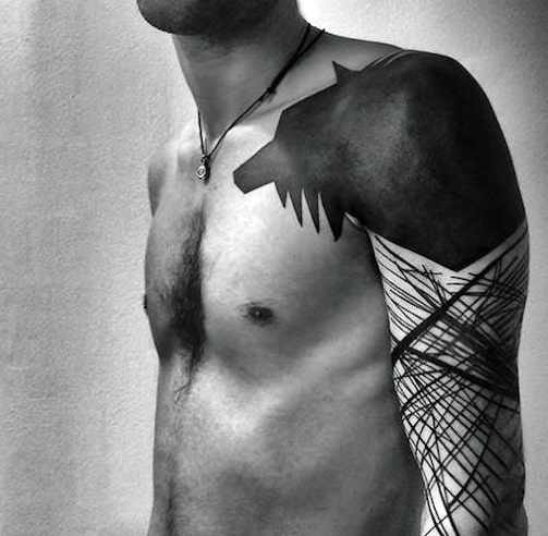 Snarling Wolf Tattoo For Men