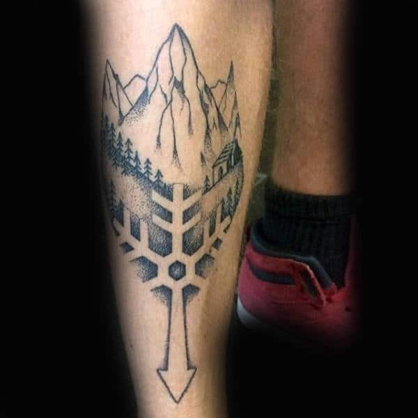 Snowboarding Peaks Tattoo Male Forearms