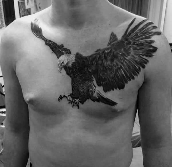Soaring Eagle Mens Incredible Upper Chest Tattoos