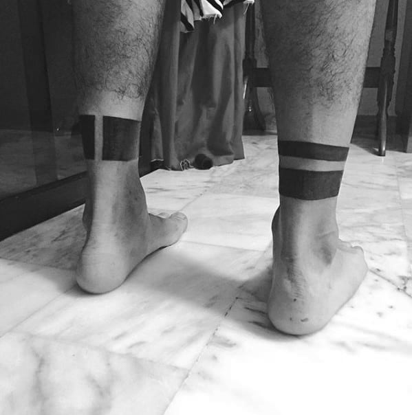 Solid Black Ink Ankle Band Tattoo Designs For Guys