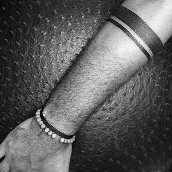 Solid Black Ink Mens Forearm Band Tattoos