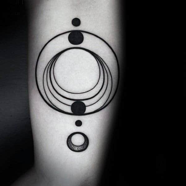 Solid Circle With Outline Mens Arm Tattoo