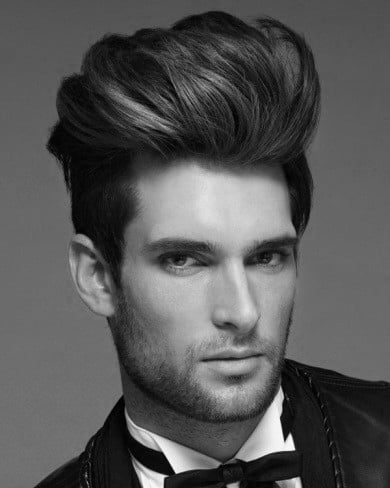 Sophisticated Long Length Quiff Haircut On Gentleman
