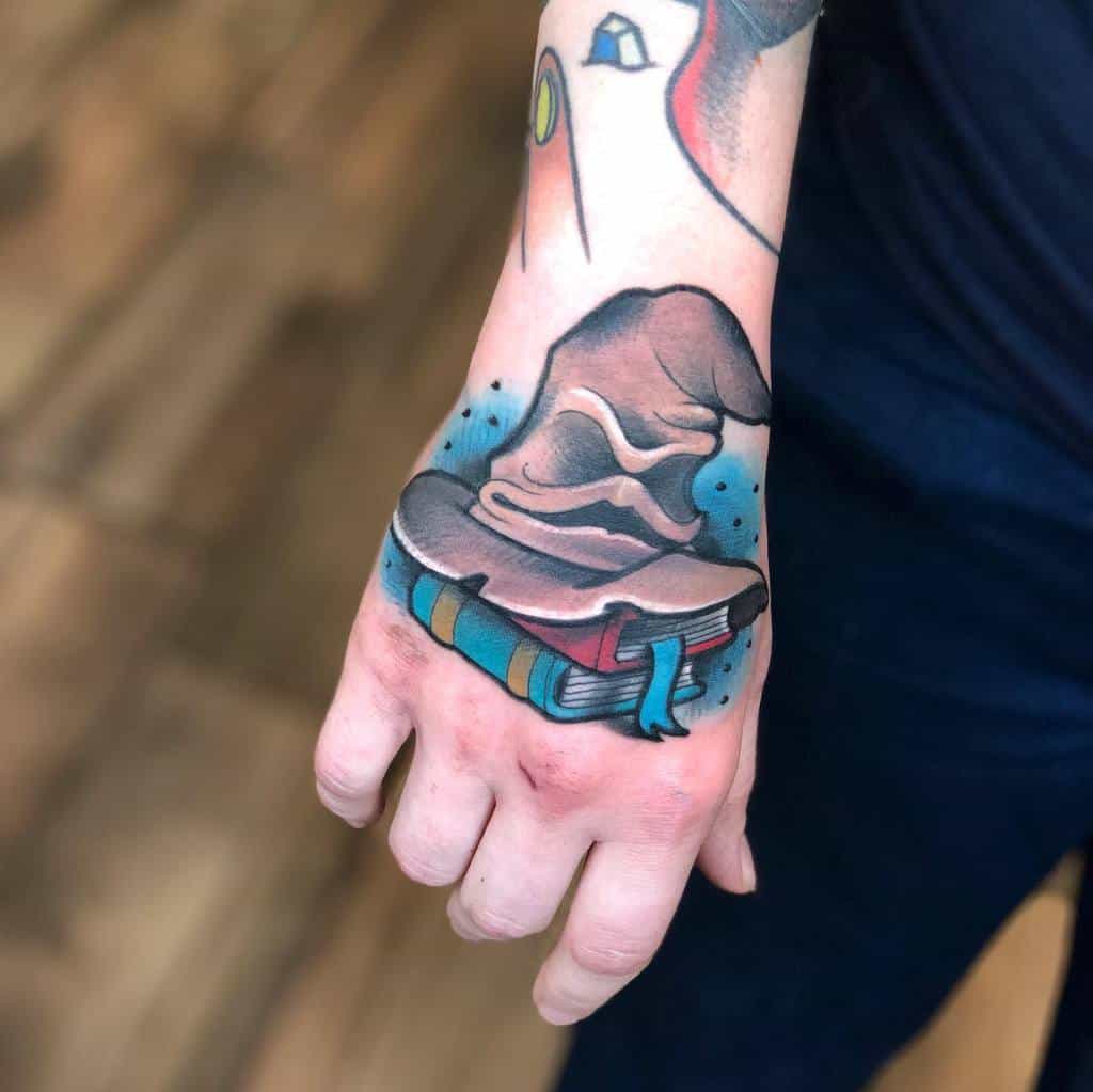 Sorting hat Harry Potter tattoo hand tattoo
