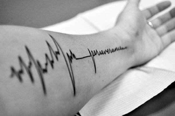 Sound Line Tattoo For Men On Forearm