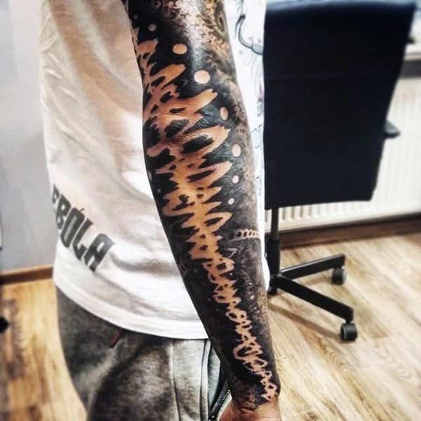 Soundwave Factal Guys Negative Space Full Sleeve Tattoos