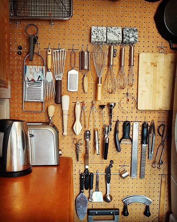 space saving kitchen pegboard ideas
