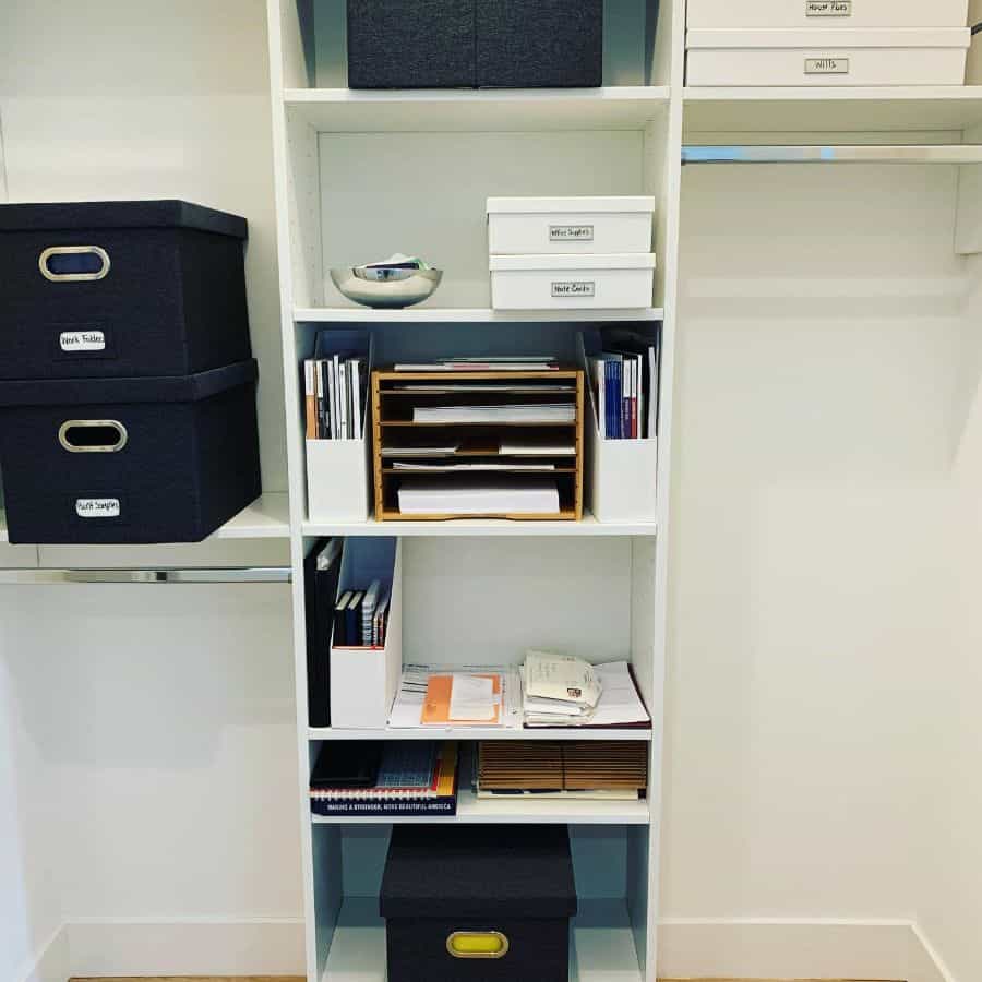 tall modular storage unit in wardrobe home office black folders