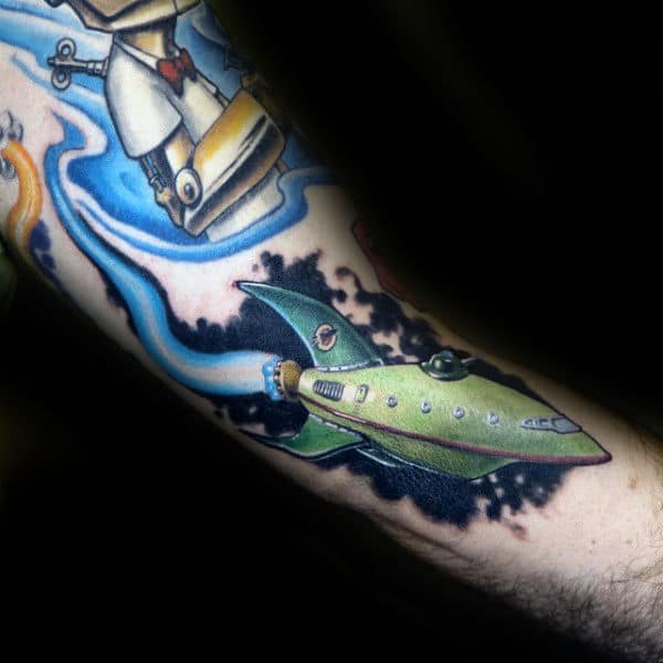 Space Ship Guys Futurama Tattoos On Arm