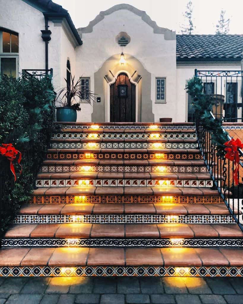 spanish-style villa with pattern tile staircase 