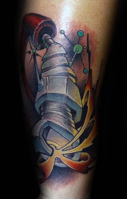 Spark Plug With Cap Guys Cool Arm Tattoo Ideas