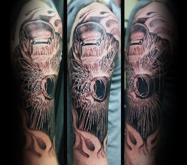 Sparks Flying Mens Welding Upper Arm Tattoos