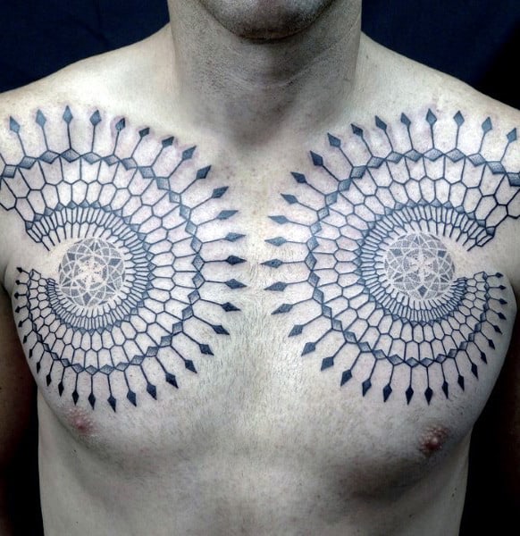 Spears Fibonacci Spiral Mens Upper Chest Tattoos