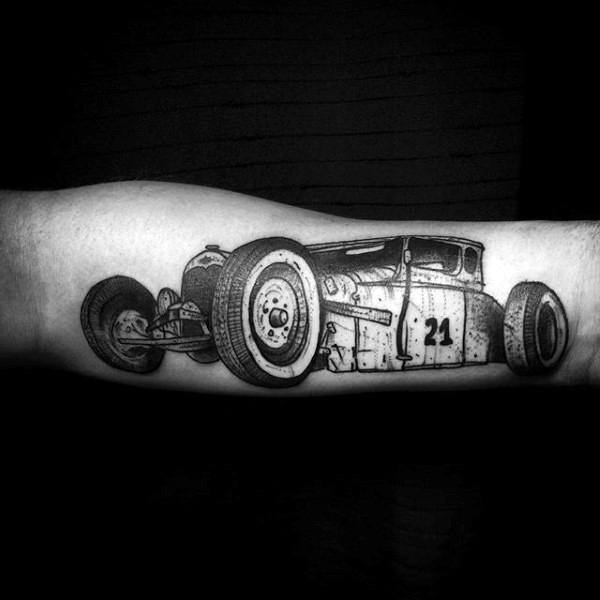 Speed Car Hot Rod 21 Tattoo Male Forearms