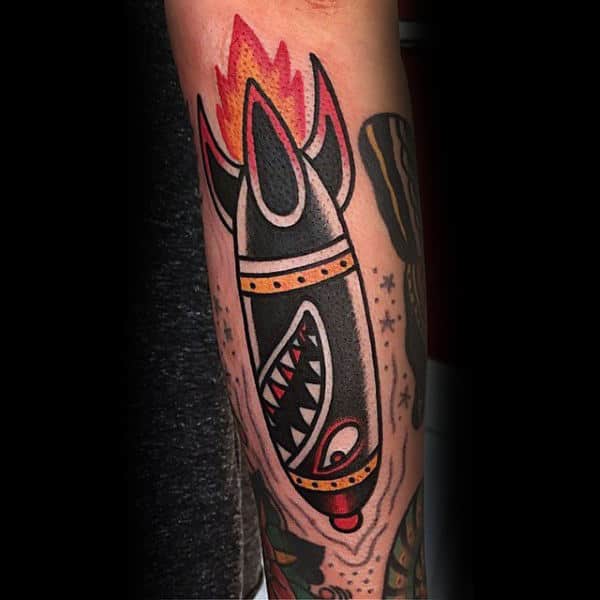 Speeding Bomb Explosion Tattoo Male Forearms