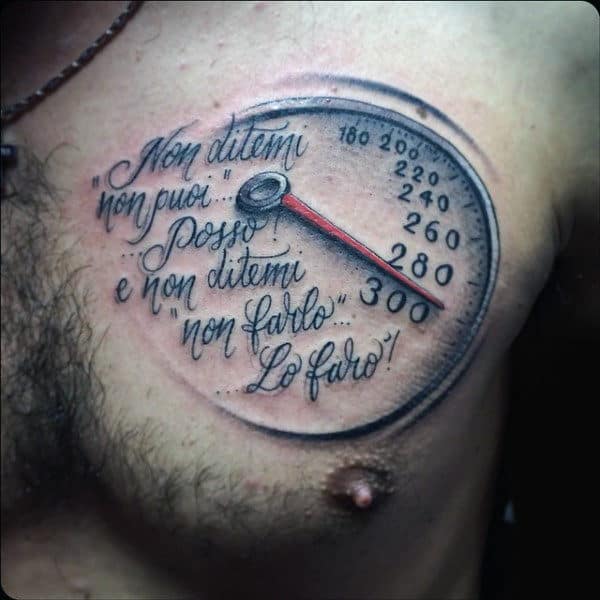 Speedometer Mens Biker Upper Chest Tattoos