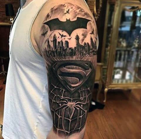 Spiderman Grey Tattoo Male Arms