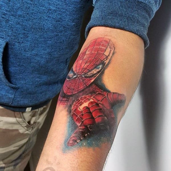 Spiderman Impressive Tattoo Male Forearms