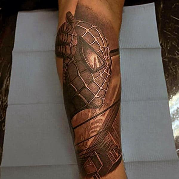 Spiderman Inner Forearm Mens Tattoos