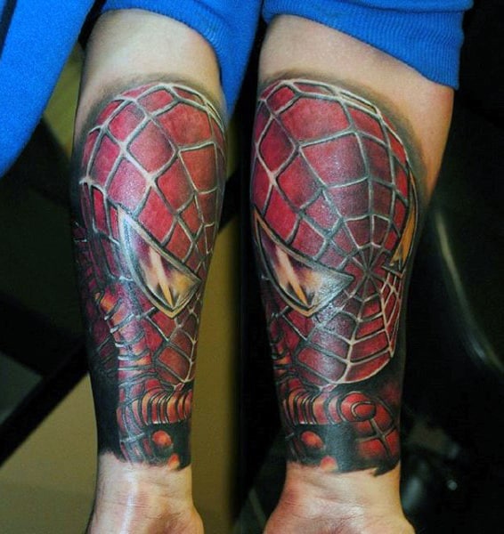 Spiderman Sheeny Tattoo Male Forearms