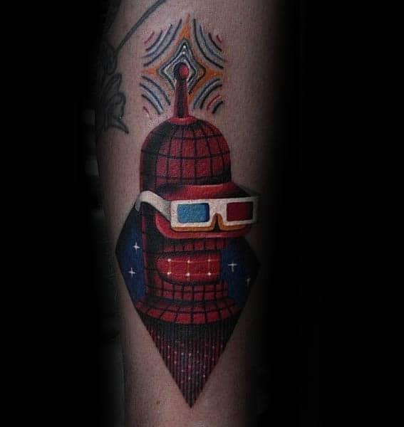 Spiderman Themed Futurama Bender Robot Tattoo For Guys