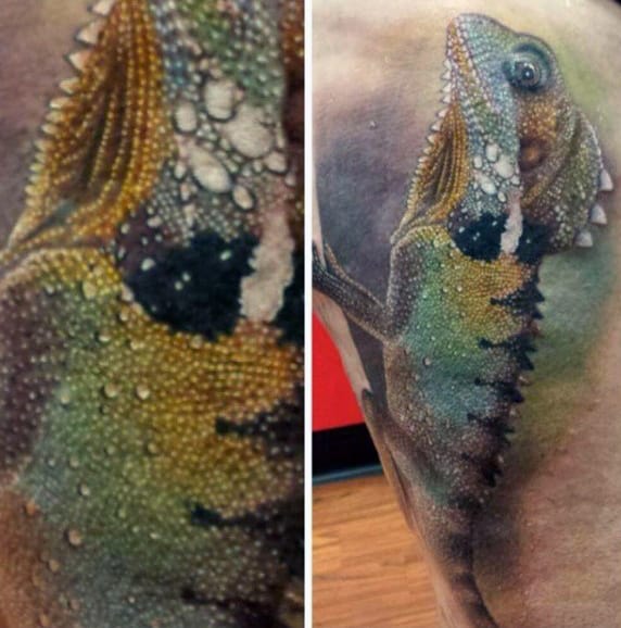 Spikey Sea Lizard Tattoos For Guys Torso