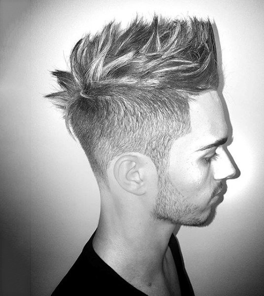 Spiky Medium Faux Hawk Fade Men
