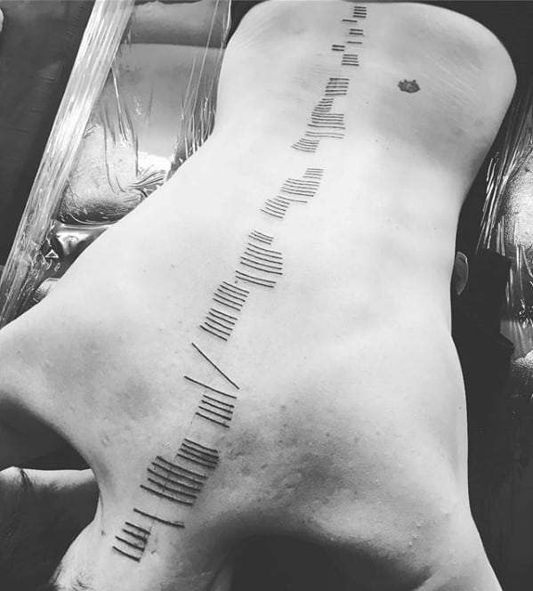 Spine Lines Ogham Guys Tattoos