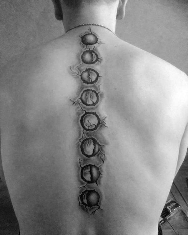 Spine Mens Shaded Moon Phases Tattoos